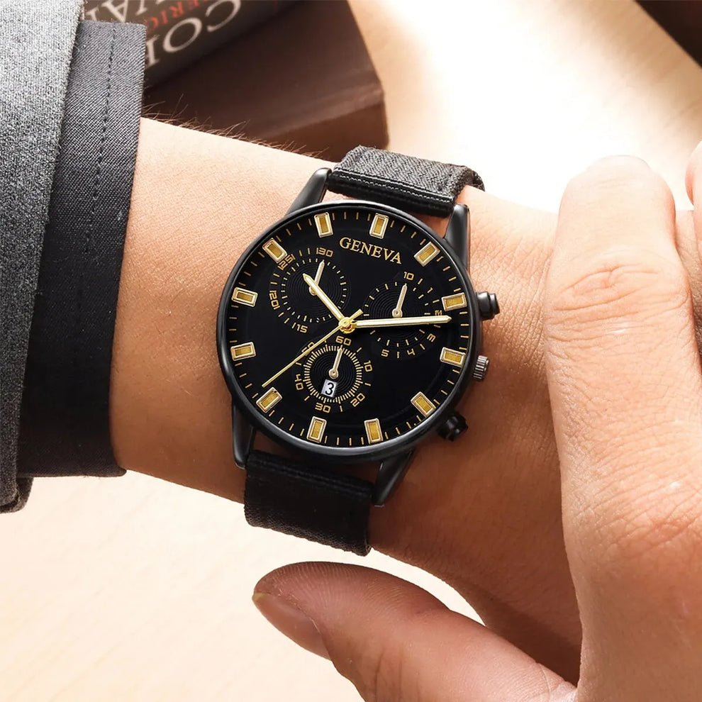 Geneva Men's Business Watch - স্টাইলিশ স্টেইনলেস স্টিল ক্যালেন্ডার ঘড়ি - ছবি 3